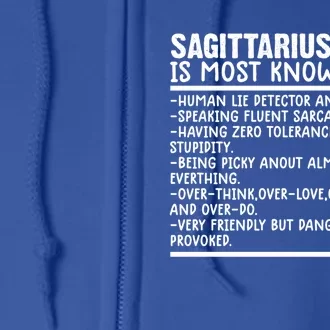 Sagittarius Facts Gift Funny Sagittarius Birthday Zodiac Funny Gift Full Zip Hoodie