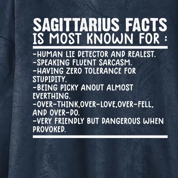 Sagittarius Facts Gift Funny Sagittarius Birthday Zodiac Funny Gift Hooded Wearable Blanket