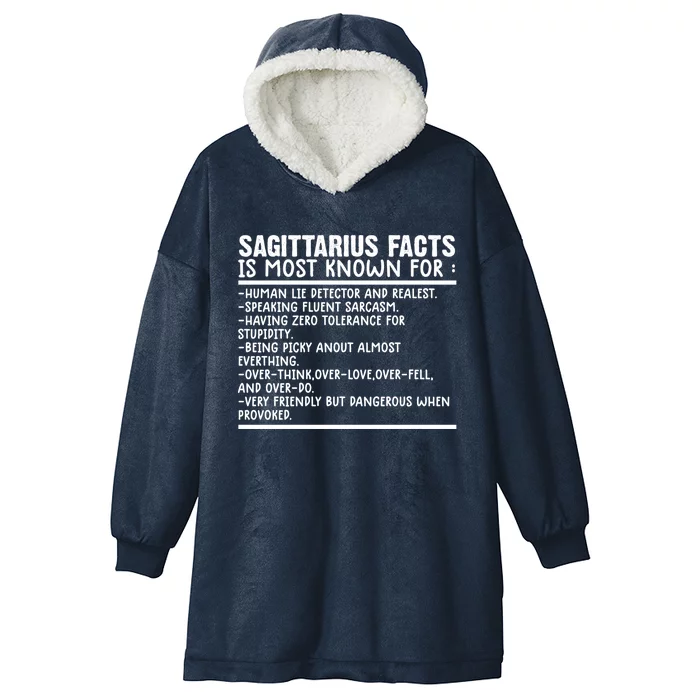 Sagittarius Facts Gift Funny Sagittarius Birthday Zodiac Funny Gift Hooded Wearable Blanket