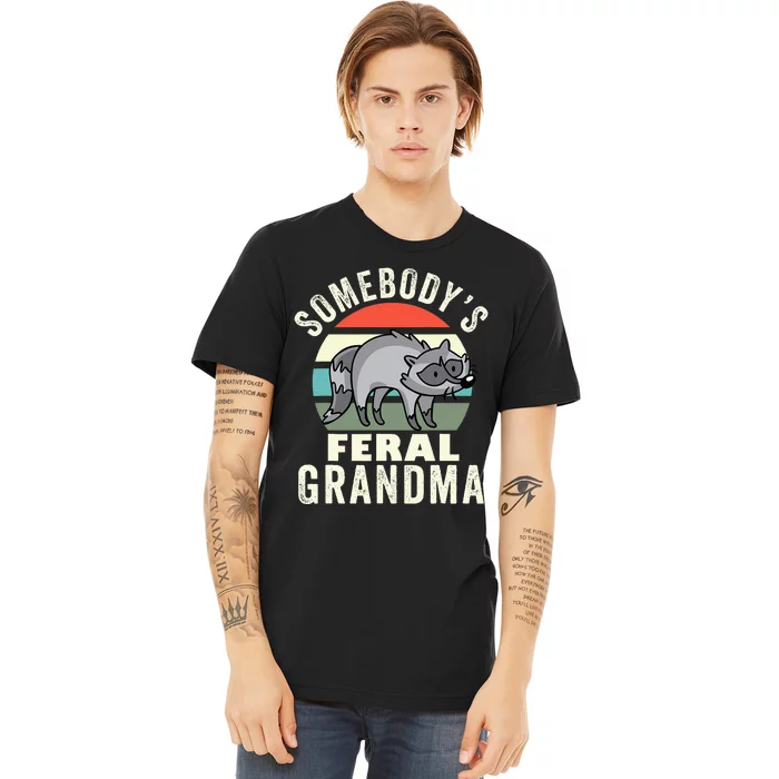 Somebodys Feral Grandma Wild Grandmother Family Retro Premium T-Shirt