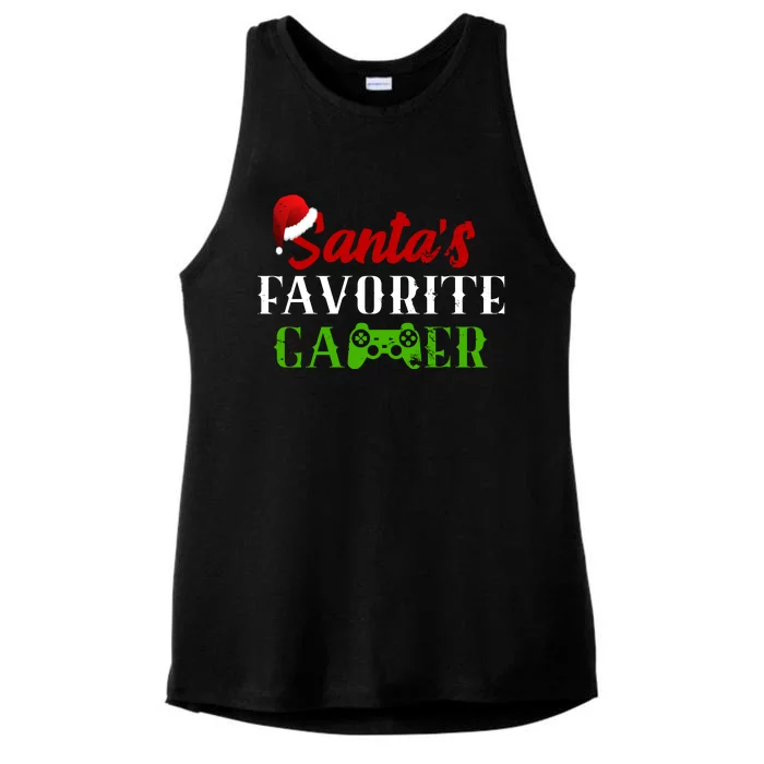 Santa's Favorite Gamer Ladies Tri-Blend Wicking Tank