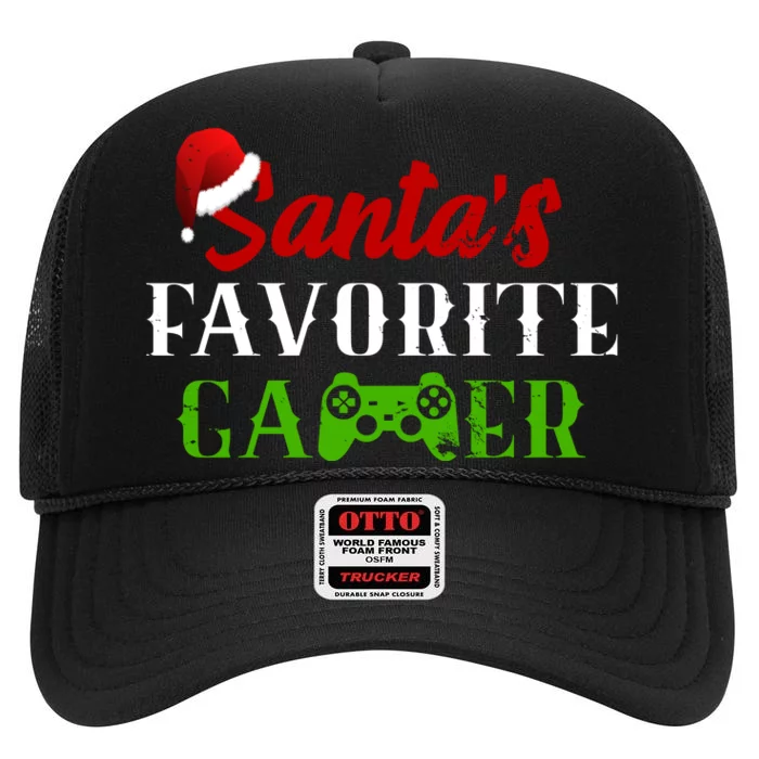 Santa's Favorite Gamer High Crown Mesh Trucker Hat