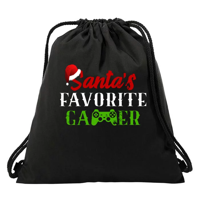 Santa's Favorite Gamer Drawstring Bag