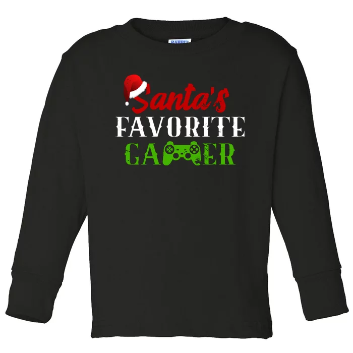 Santa's Favorite Gamer Toddler Long Sleeve Shirt