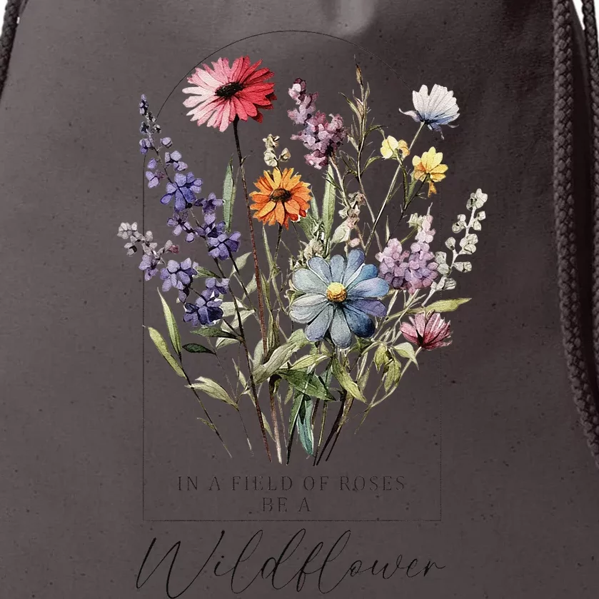 Summer Flowers Graphic Gardening Blooming Floral Wildflower Drawstring Bag