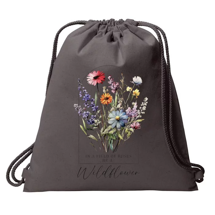 Summer Flowers Graphic Gardening Blooming Floral Wildflower Drawstring Bag