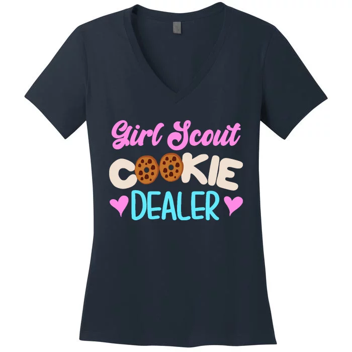 Scout for Girl Cookie Dealer Funny Scouting Family Pullover Hoodie Women's V-Neck T-Shirt