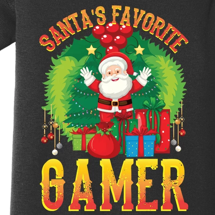 Santa's Favorite Gamer Funny Christmas Gaming Baby Bodysuit