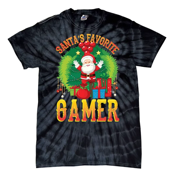 Santa's Favorite Gamer Funny Christmas Gaming Tie-Dye T-Shirt