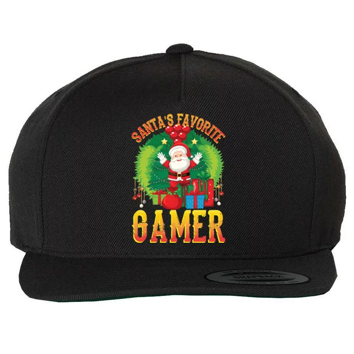 Santa's Favorite Gamer Funny Christmas Gaming Wool Snapback Cap