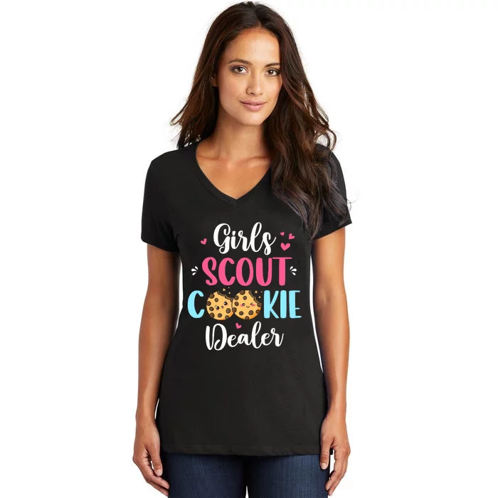 Scout For Girl Cookie Dealer Women Funny Women's V-Neck T-Shirt