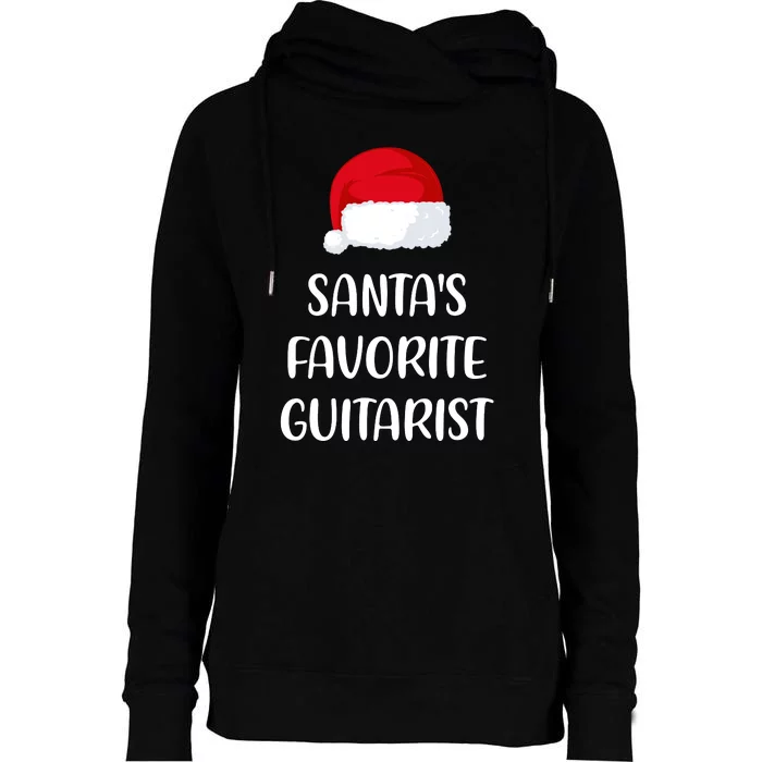 Santas Favorite Guitarist Christmas Funny Guitar Gift Womens Funnel Neck Pullover Hood