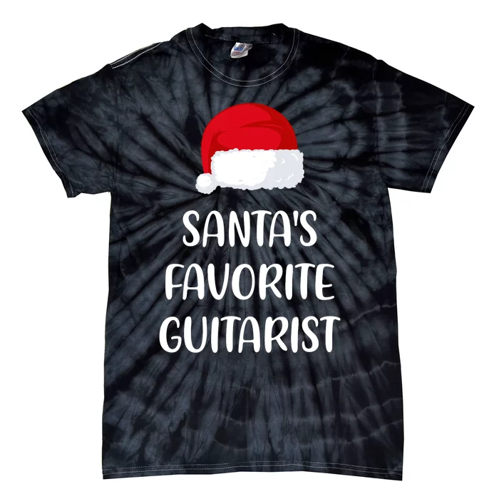 Santas Favorite Guitarist Christmas Funny Guitar Gift Tie-Dye T-Shirt