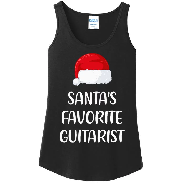 Santas Favorite Guitarist Christmas Funny guitar Gift Ladies Essential Tank