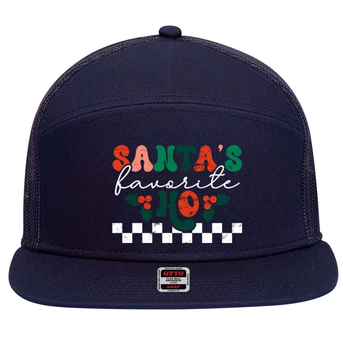 Santa's Favorite Ho Christmas Season Funny Xmas Holiday Cool Gift 7 Panel Mesh Trucker Snapback Hat