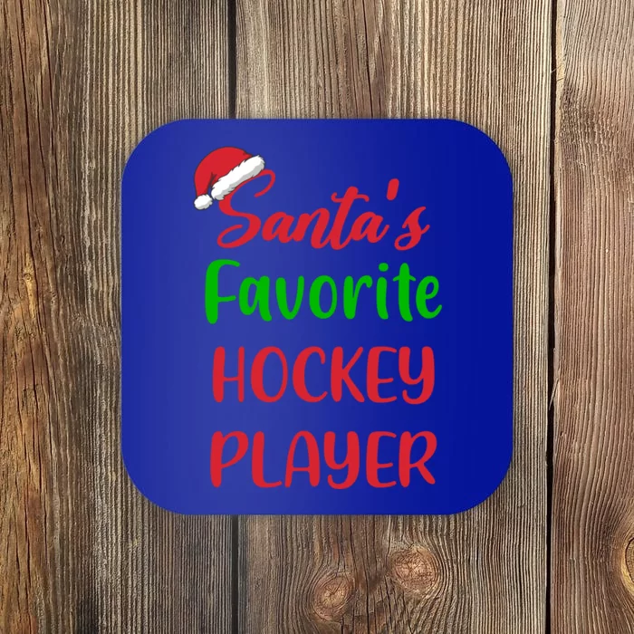 Santas Favorite Hockey Player Funny Hockey Christmas Gift Coaster