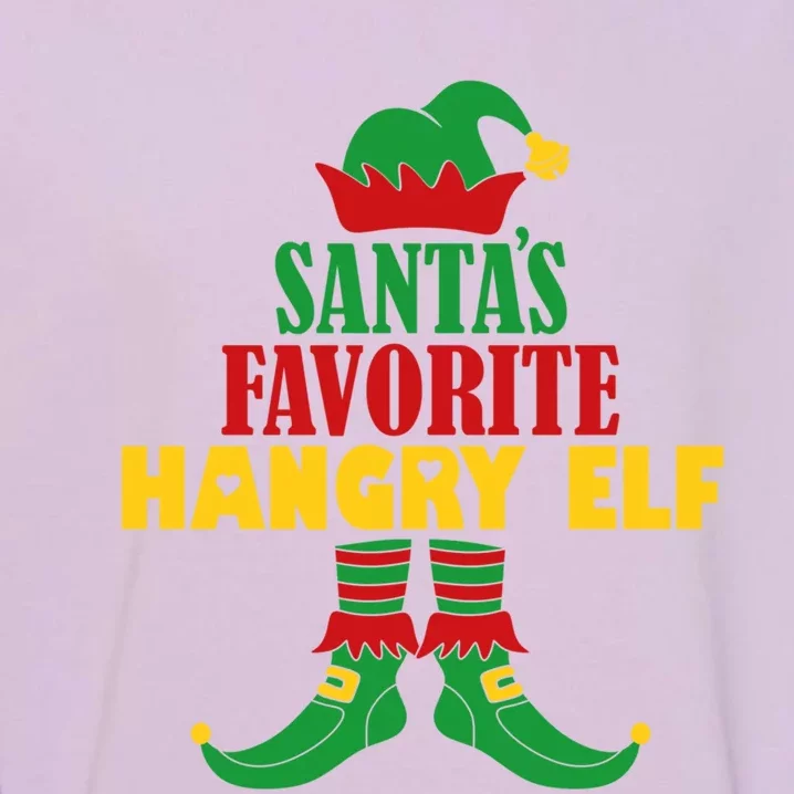 Santas Favorite Hangry Elf Christmas Matching Holiday Funny Gift Garment-Dyed Sweatshirt