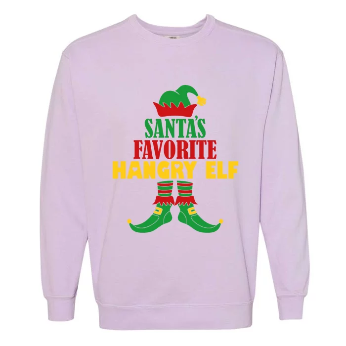 Santas Favorite Hangry Elf Christmas Matching Holiday Funny Gift Garment-Dyed Sweatshirt