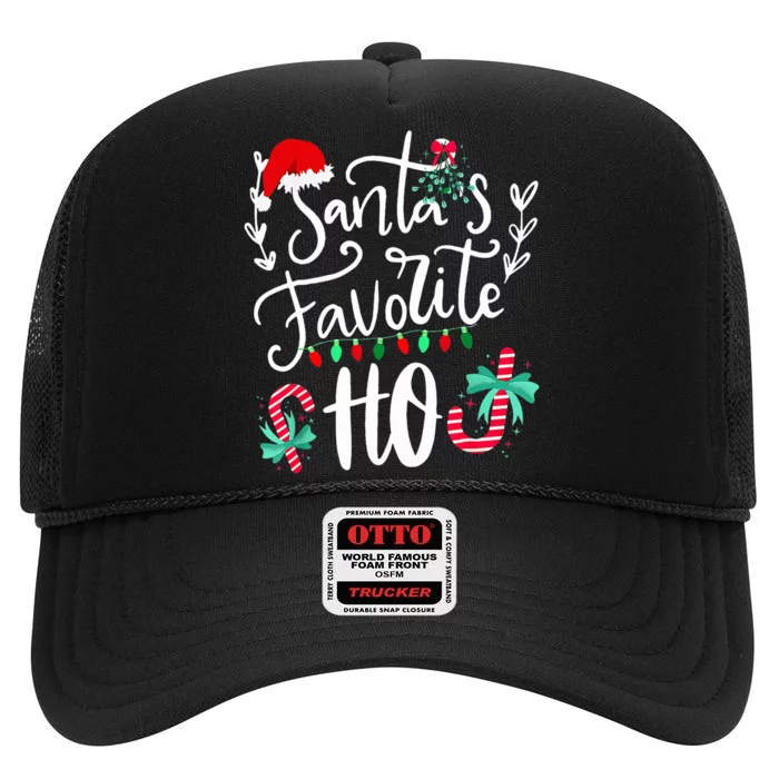 Santas Favorite Ho Funny Christmas Santa Hat Xmas Pajamas High Crown Mesh Trucker Hat