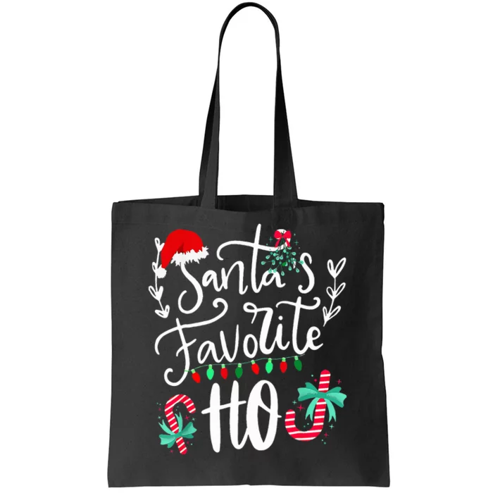 Santas Favorite Ho Funny Christmas Santa Hat Xmas Pajamas Tote Bag