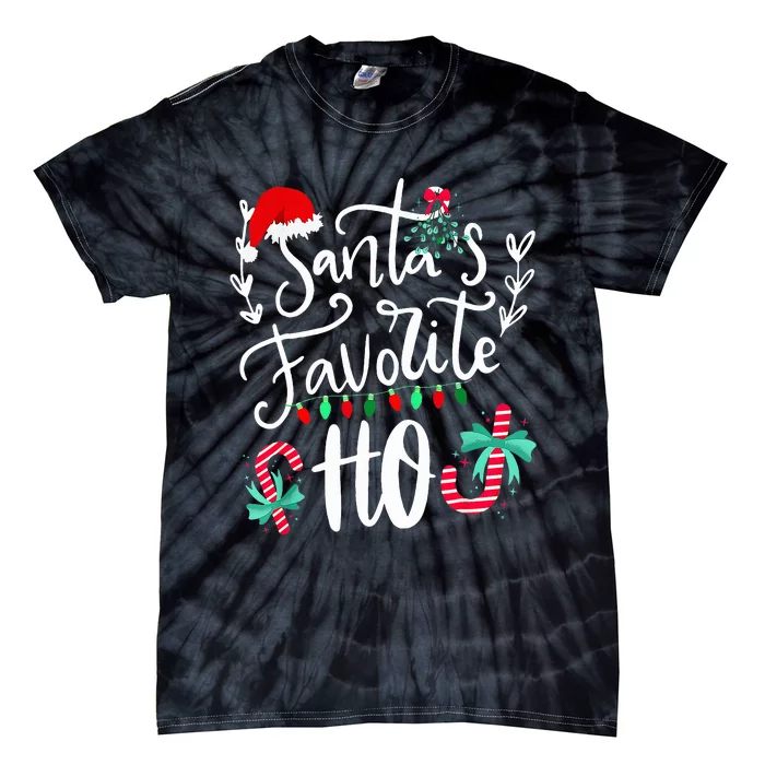 Santas Favorite Ho Funny Christmas Santa Hat Xmas Pajamas Tie-Dye T-Shirt