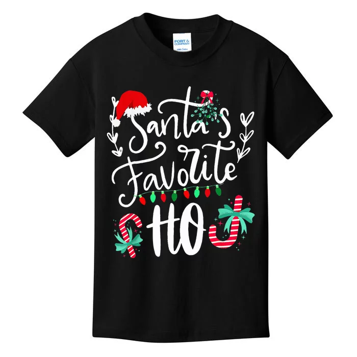 Santas Favorite Ho Funny Christmas Santa Hat Xmas Pajamas Kids T-Shirt