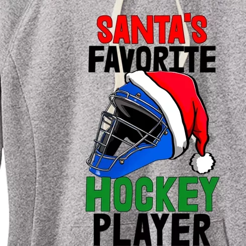 SantaS Favorite Hockey Player Funny Baseball Game Gift Women's Fleece Hoodie