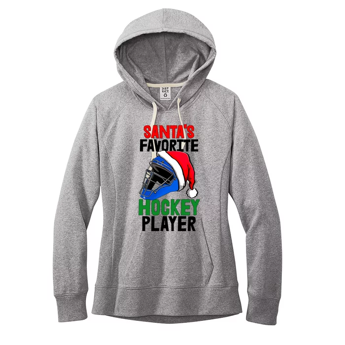 SantaS Favorite Hockey Player Funny Baseball Game Gift Women's Fleece Hoodie