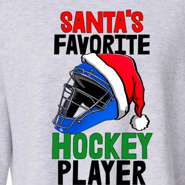 SantaS Favorite Hockey Player Funny Baseball Game Gift Cropped Pullover Crew