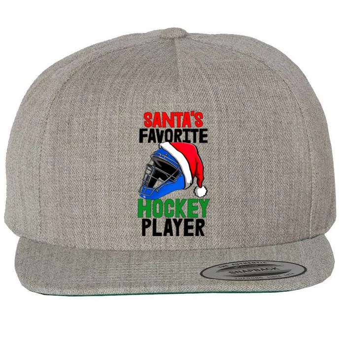 SantaS Favorite Hockey Player Funny Baseball Game Gift Wool Snapback Cap