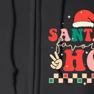 Santa's Favorite Ho Retro Christmas Holiday Sweater Full Zip Hoodie