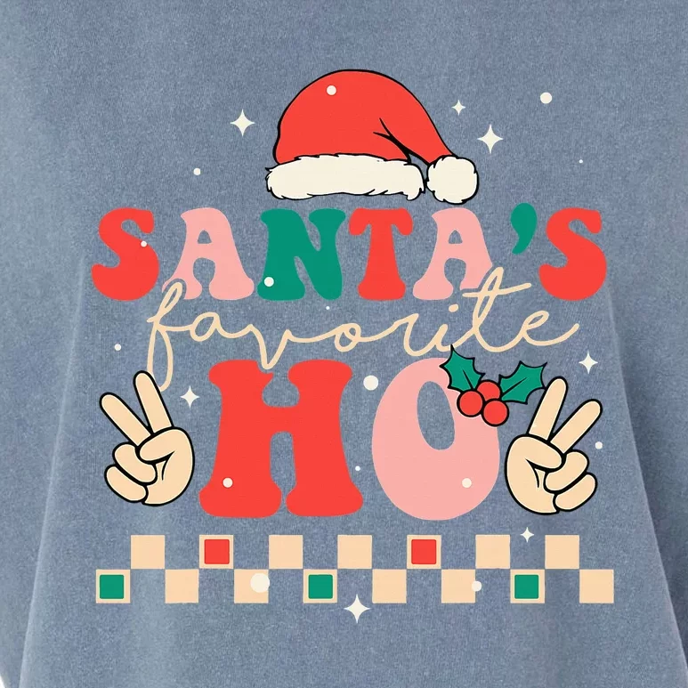 Santa's Favorite Ho Retro Christmas Holiday Sweater Garment-Dyed Women's Muscle Tee