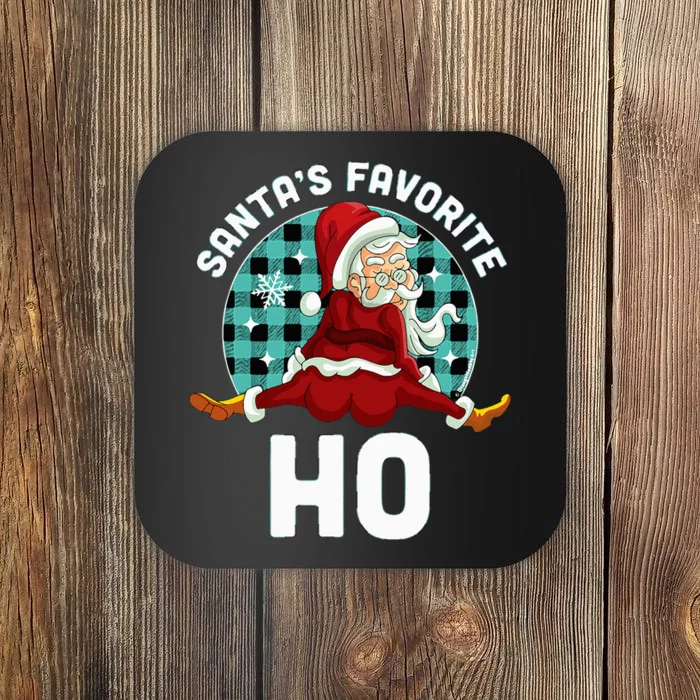 Santa's Favorite Ho  Xmas Naughty Santa Christmas Pajama Coaster