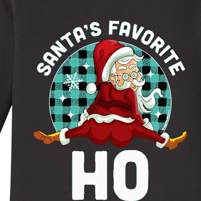 Santa's Favorite Ho  Xmas Naughty Santa Christmas Pajama Baby Long Sleeve Bodysuit