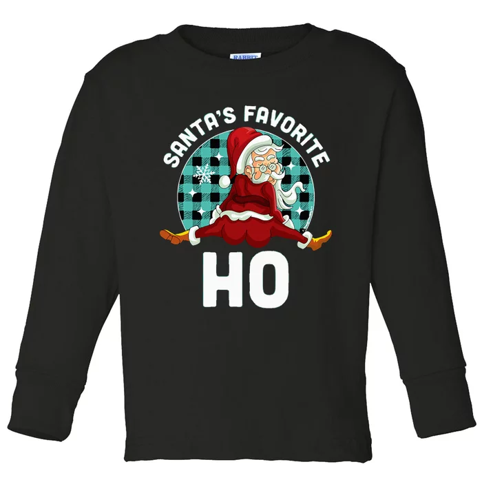 Santa's Favorite Ho  Xmas Naughty Santa Christmas Pajama Toddler Long Sleeve Shirt