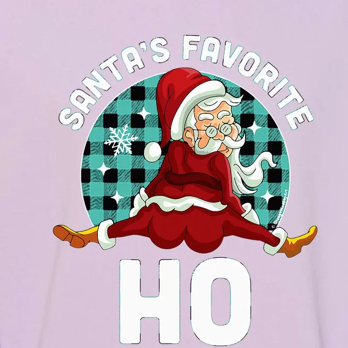 Santa's Favorite Ho  Xmas Naughty Santa Christmas Pajama Garment-Dyed Sweatshirt