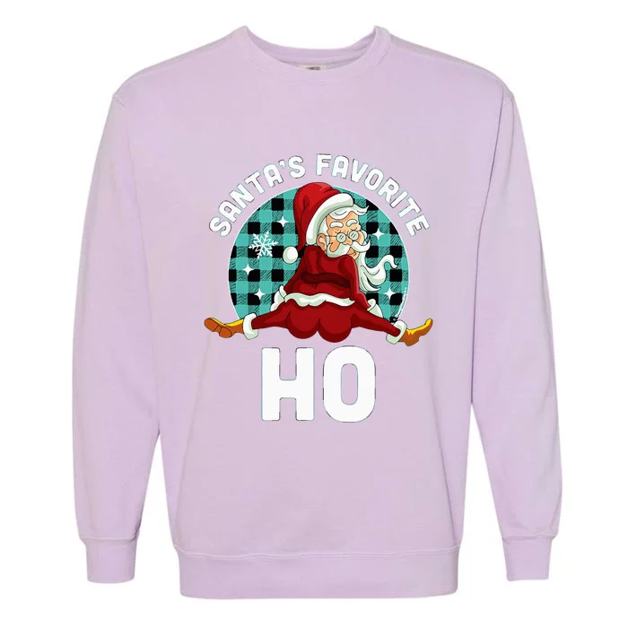 Santa's Favorite Ho  Xmas Naughty Santa Christmas Pajama Garment-Dyed Sweatshirt