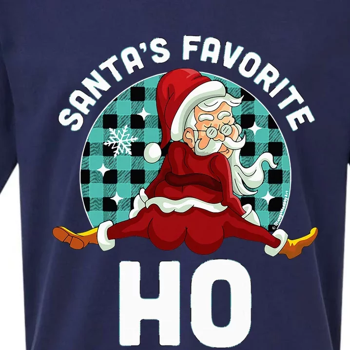 Santa's Favorite Ho  Xmas Naughty Santa Christmas Pajama Sueded Cloud Jersey T-Shirt