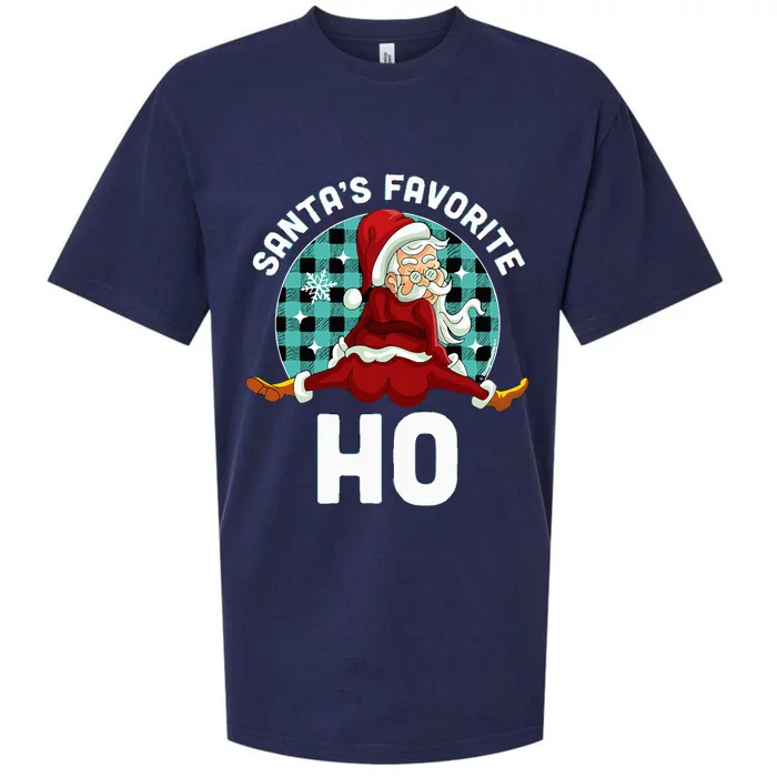 Santa's Favorite Ho  Xmas Naughty Santa Christmas Pajama Sueded Cloud Jersey T-Shirt