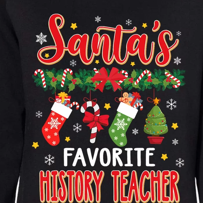 SantaS Favorite History Teacher Santa Hat Xmas Womens California Wash Sweatshirt