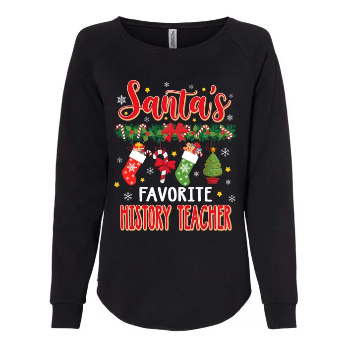 SantaS Favorite History Teacher Santa Hat Xmas Womens California Wash Sweatshirt