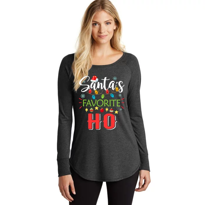 SantaS Favorite Ho Xmas Light Santa Hat Christmas Gift Women's Perfect Tri Tunic Long Sleeve Shirt