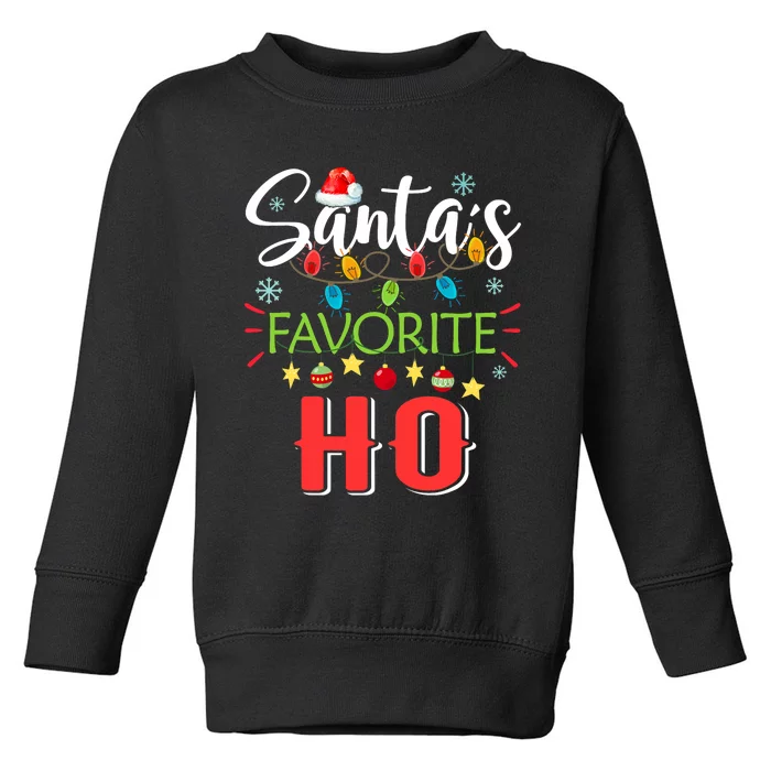 SantaS Favorite Ho Xmas Light Santa Hat Christmas Gift Toddler Sweatshirt