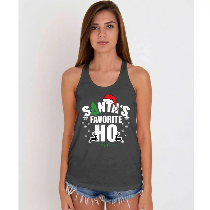 SantaS Favorite Ho Christmas Funny Saying Women's Knotted Racerback Tank