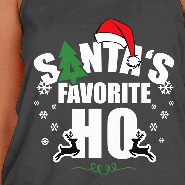 SantaS Favorite Ho Christmas Funny Saying Women's Knotted Racerback Tank