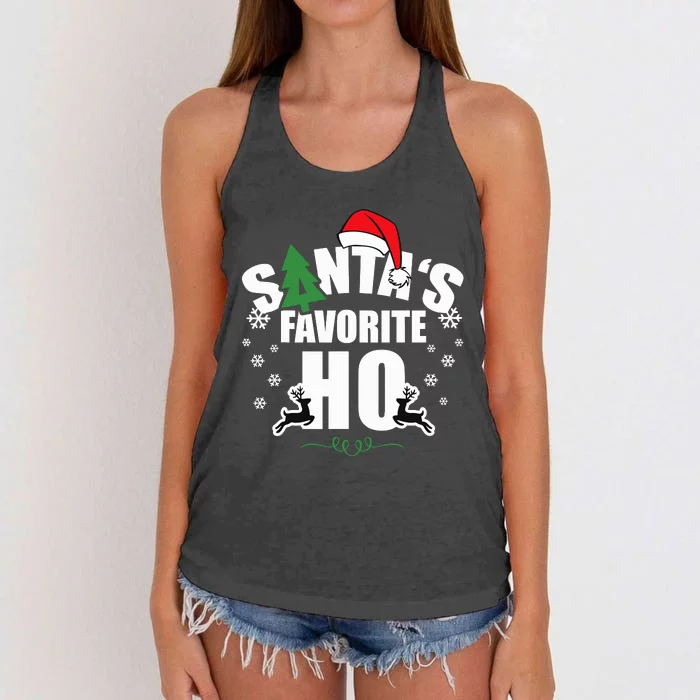 SantaS Favorite Ho Christmas Funny Saying Women's Knotted Racerback Tank