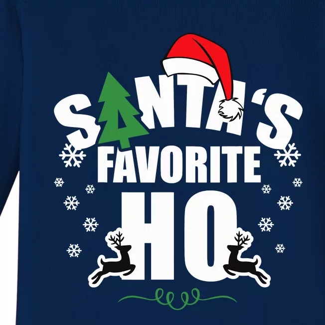 SantaS Favorite Ho Christmas Funny Saying Baby Long Sleeve Bodysuit