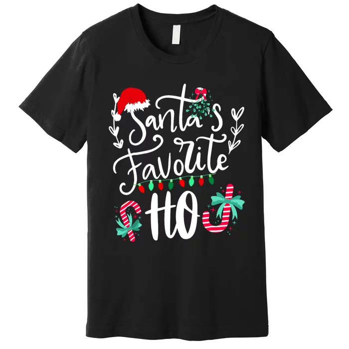 Santas Favorite Ho Funny Christmas Santa Hat Xmas Pajamas Premium T-Shirt