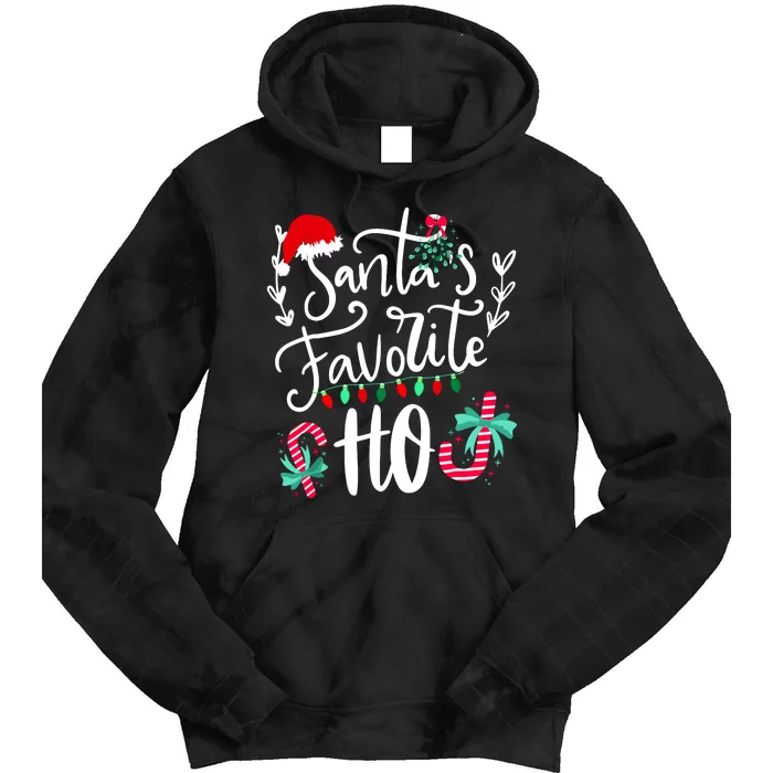 Santas Favorite Ho Funny Christmas Santa Hat Xmas Pajamas Tie Dye Hoodie