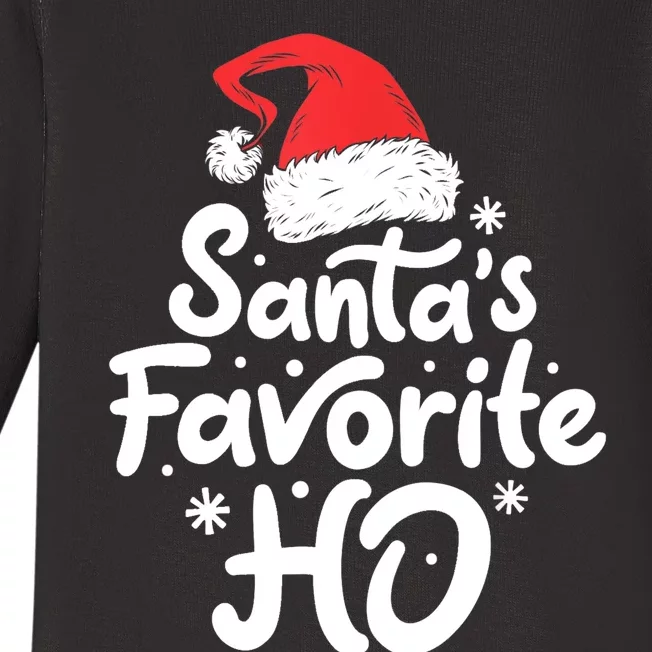 Santa's Favorite Ho Funny Christmas Women Xmas Santa Hat TShirt Baby Long Sleeve Bodysuit